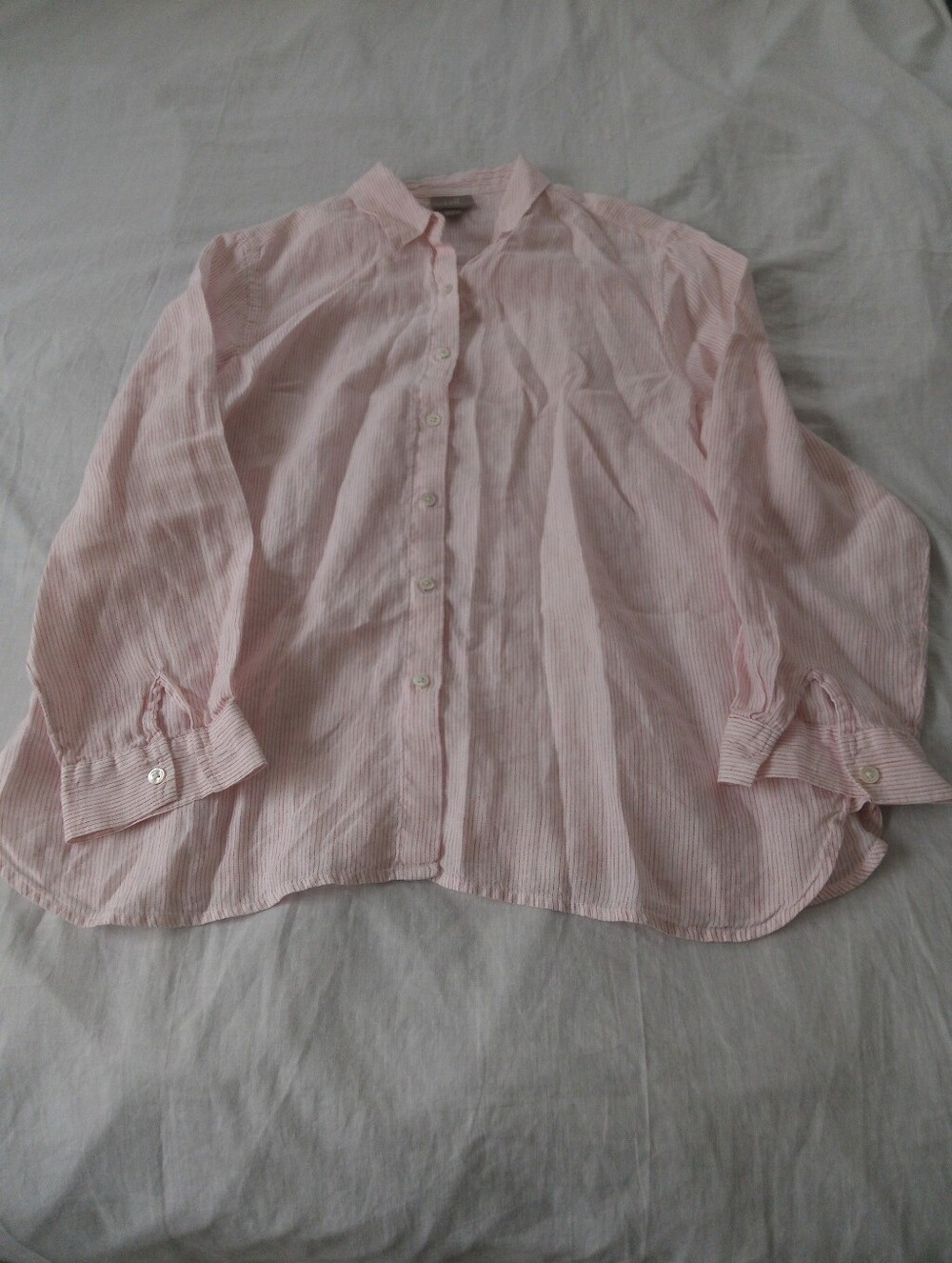 J. Jill Pink Striped Button-Down Linen Shirt
